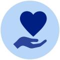 Heart in hand icon